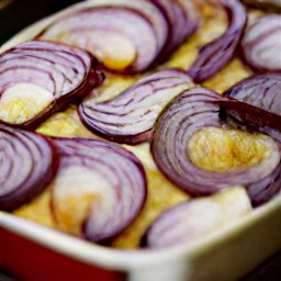 a dish with honey baked red onions.