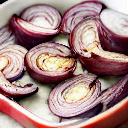 the onion halves are cut sides up.