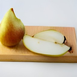 a pear that has been deseeded and sliced.