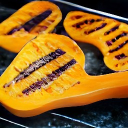 grilled halves of butternut squash.