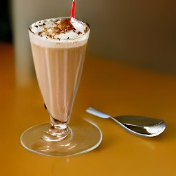 the coffee mixture is transferred to a tall glass. whipped cream and cocoa powder are added on top.