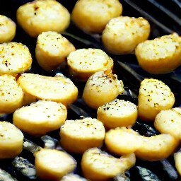 semi-grilled potato slices.