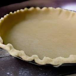 the pie crust is on the baking sheet.