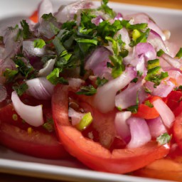 
Fresh and healthy, tomato salad is a vegan, no cook side dish that's free from soy, gluten, eggs, nuts and lactose.