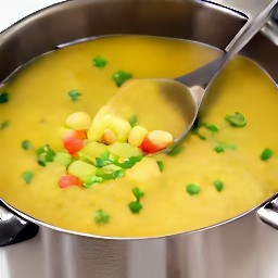 a pan of curry with sunflower oil, onions, black pepper, green chili peppers, garlic, peas, tomatoes, coriander, ginger, turmeric and salt.