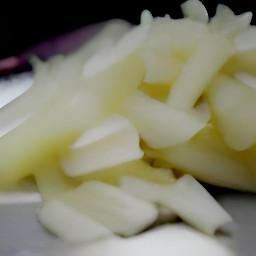 a peeled and chopped onion.