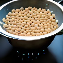 the chickpeas drained of water.