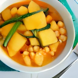 the yam stew is transferred to a serving bowl.