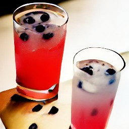 the smooth mixture is divided into serving glasses and topped with ice cubes.
