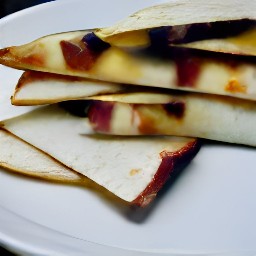 8 wedges of grilled fruit quesadillas.