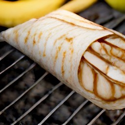 flipping the stuffed flour tortillas with tongs.