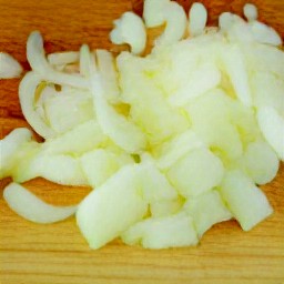 a peeled and chopped onion.