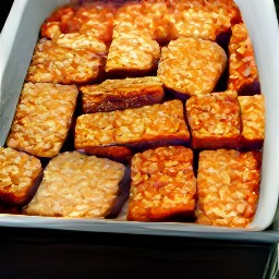 the baking dish is taken out of the oven and the heat is turned off.
