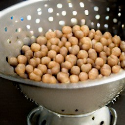 chickpeas that have been rinsed and drained in a colander.