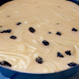 the batter is transferred to a baking dish.