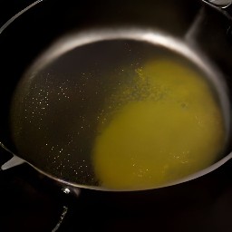 the vegetable oil heated in a skillet pan.