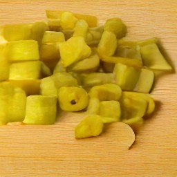 garlic that is peeled and chopped, then diced pepperoncini pepper pickles.