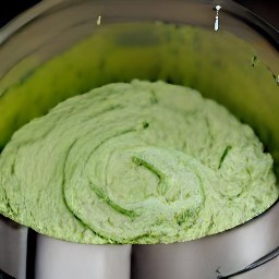 the output is a mixture of feta cheese, olive oil, garlic, dried mint, cayenne pepper and diced pepperoncini peppers.