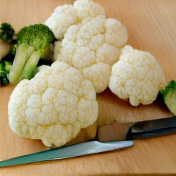 broccoli and cauliflower that are trimmed and chopped.