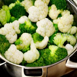 steamed cauliflower and broccoli.