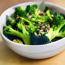 a platter of broccoli salad with sunflower seeds.
