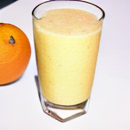 the smoothie is transferred to a glass.