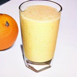 the smoothie is transferred to a glass.