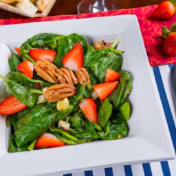 

This vegan, gluten-free, eggs and lactose-free side salad is a delicious and healthy combination of asparagus, spinach, strawberries and walnuts.