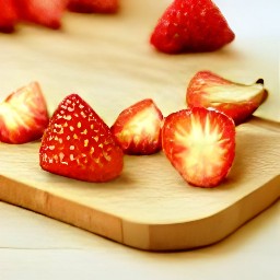 strawberries that are trimmed and cut into pieces.