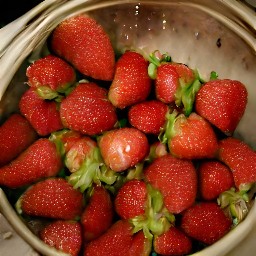 the colander will have rinsed strawberries in it.