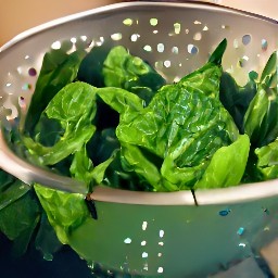 the spinach is drained.