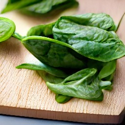the spinach is trimmed.