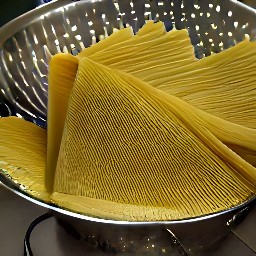 cooked lasagna sheets in a colander.