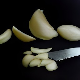 garlic that has been peeled and sliced.