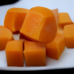 the sweet potatoes and basil are chopped into small pieces.