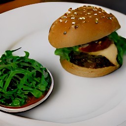 a toasted italian bread with melted cheese, meatless burger patties, vegan caramelized onions, arugula and vegan garlic aioli.