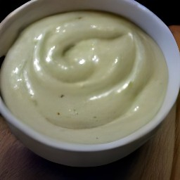 the vegan garlic aioli transferred to a bowl and put in the refrigerator for 60 minutes.
