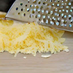 the output is shredded parmesan cheese.