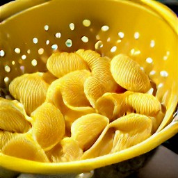 the pasta shells are drained of water.