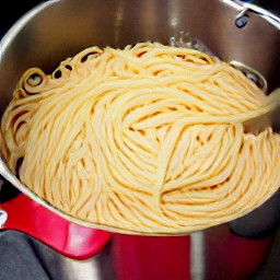 cooked pasta.