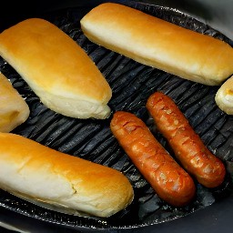 the hot dog buns toasted for 2 minutes.