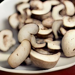 the cooked mushroom is transferred to a plate.