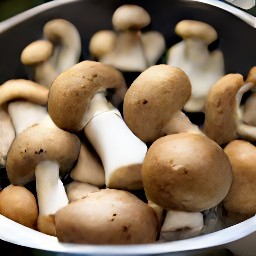 the cremini mushrooms were rinsed in a colander.