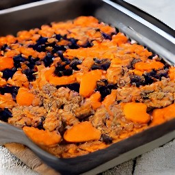 a black bean, sweet potato, and beyond burger mixture that has been baked for 15 minutes.