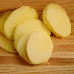 sliced potatoes.