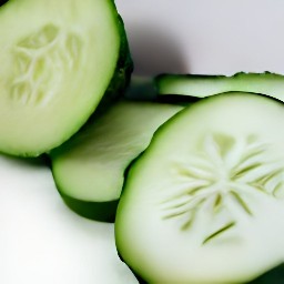 cucumbers that are deseeded and sliced thinly.