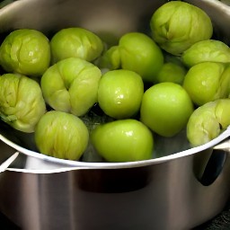 3 cups of boiled water with tomatillos.