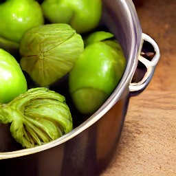 the cooked tomatillos are set aside to cool.