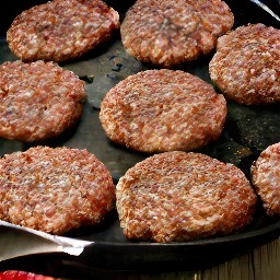 a cooked meatless burger patty with olive oil, cumin, paprika, chili powder, and salt.