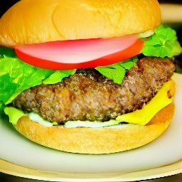 a serving platter with melted buns, shredded lettuce, tomatoes, onions, meatless burger patties with melted cheese, and sliced pickles.